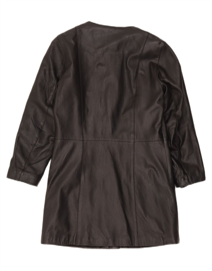 Zen Damen Ledermantel IT 42 Mittelschwarzes Leder