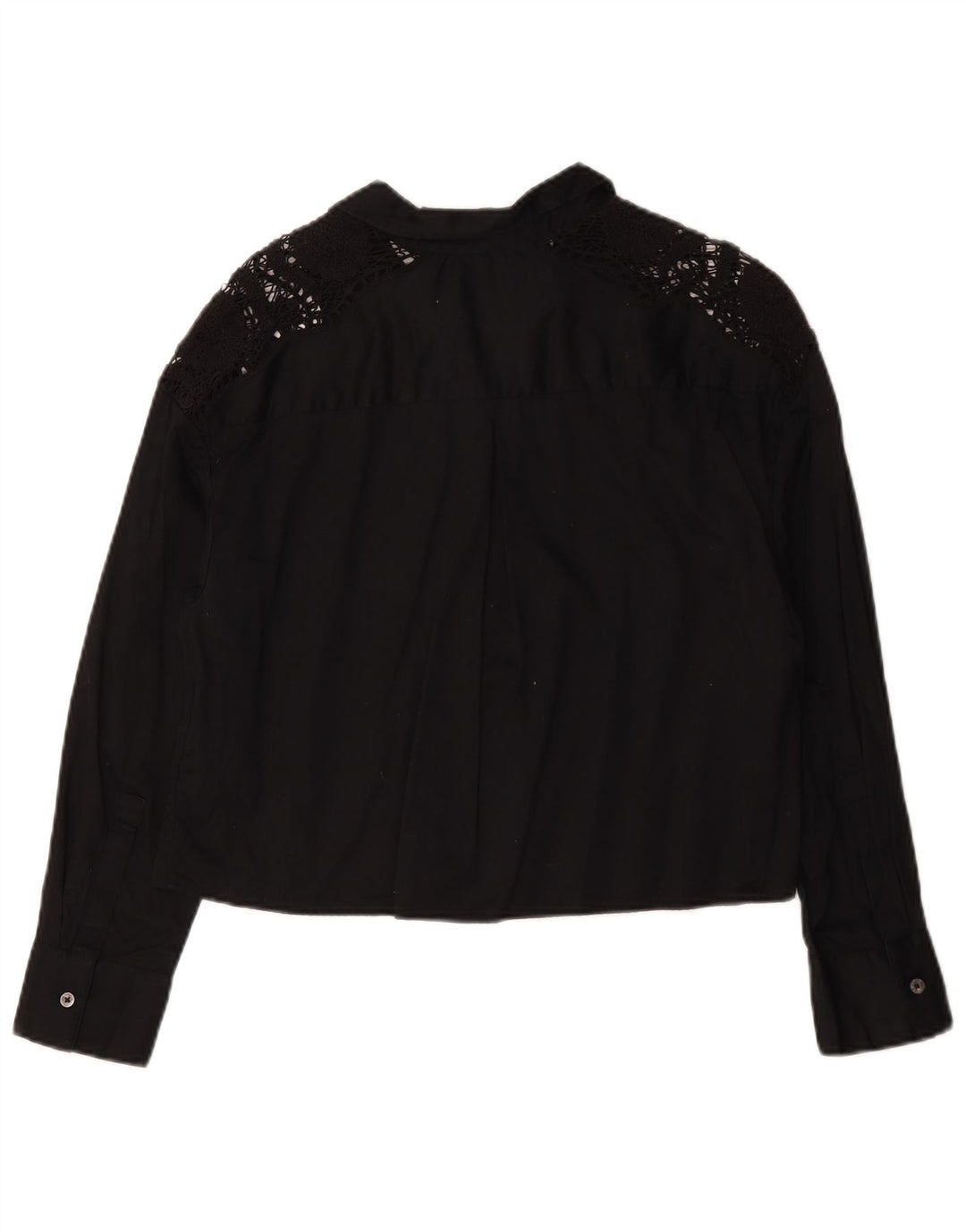 Marks & Spencer Damen Hemdbluse UK 12 Mittelschwarze Baumwolle