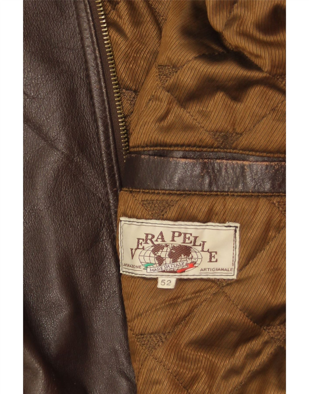 Vintage Herren Militärlederjacke IT 52 XL Braunes Leder