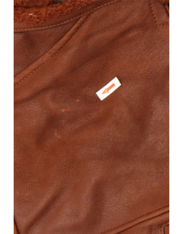 Vintage Damen Übergroße Lammfelljacke EU 42 Groß Braun