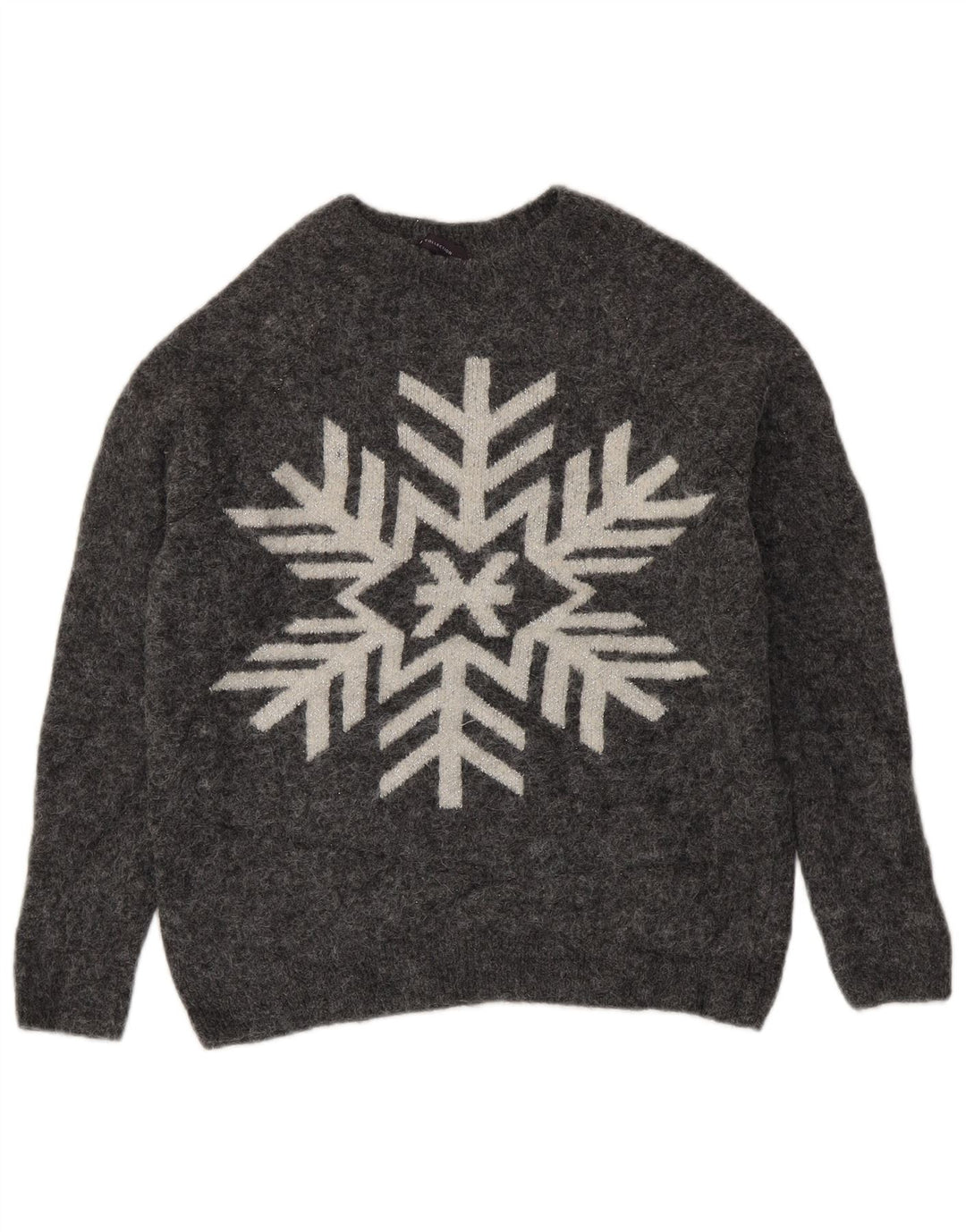 Marks & Spencer Damen-Pullover mit grafischem U-Boot-Ausschnitt, Gr. 10, Größe S, Grau