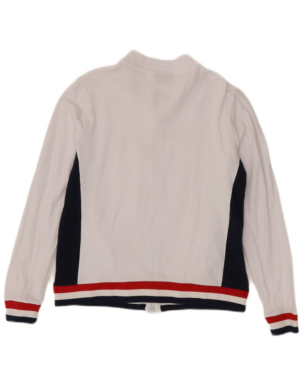 Fila Damen-Trainingsanzug-Top-Jacke, UK 14, Mittelweiß, Colourblock-Baumwolle