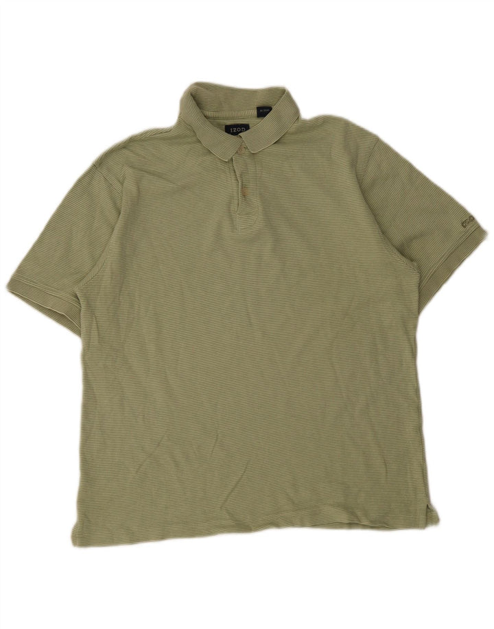 Izod Herren-Poloshirt aus mittelgrüner Nadelstreifen-Baumwolle