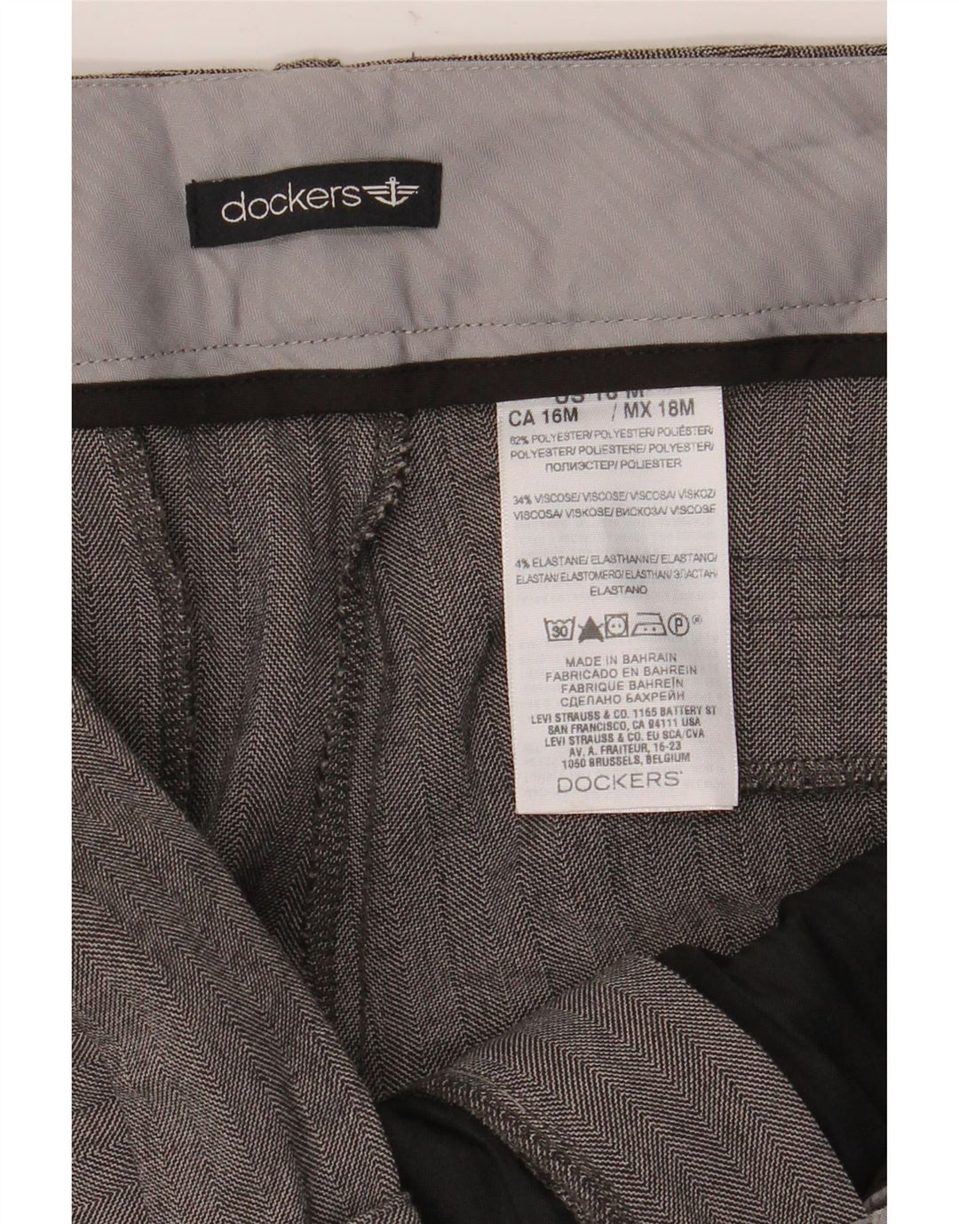 Dockers Damen Bootcut Freizeithose US 16 XL W38 L34 Graues Fischgrätenmuster