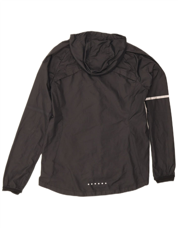 Nike Damen Kapuzen-Regenjacke UK 14 Medium Schwarz Polyester Sport
