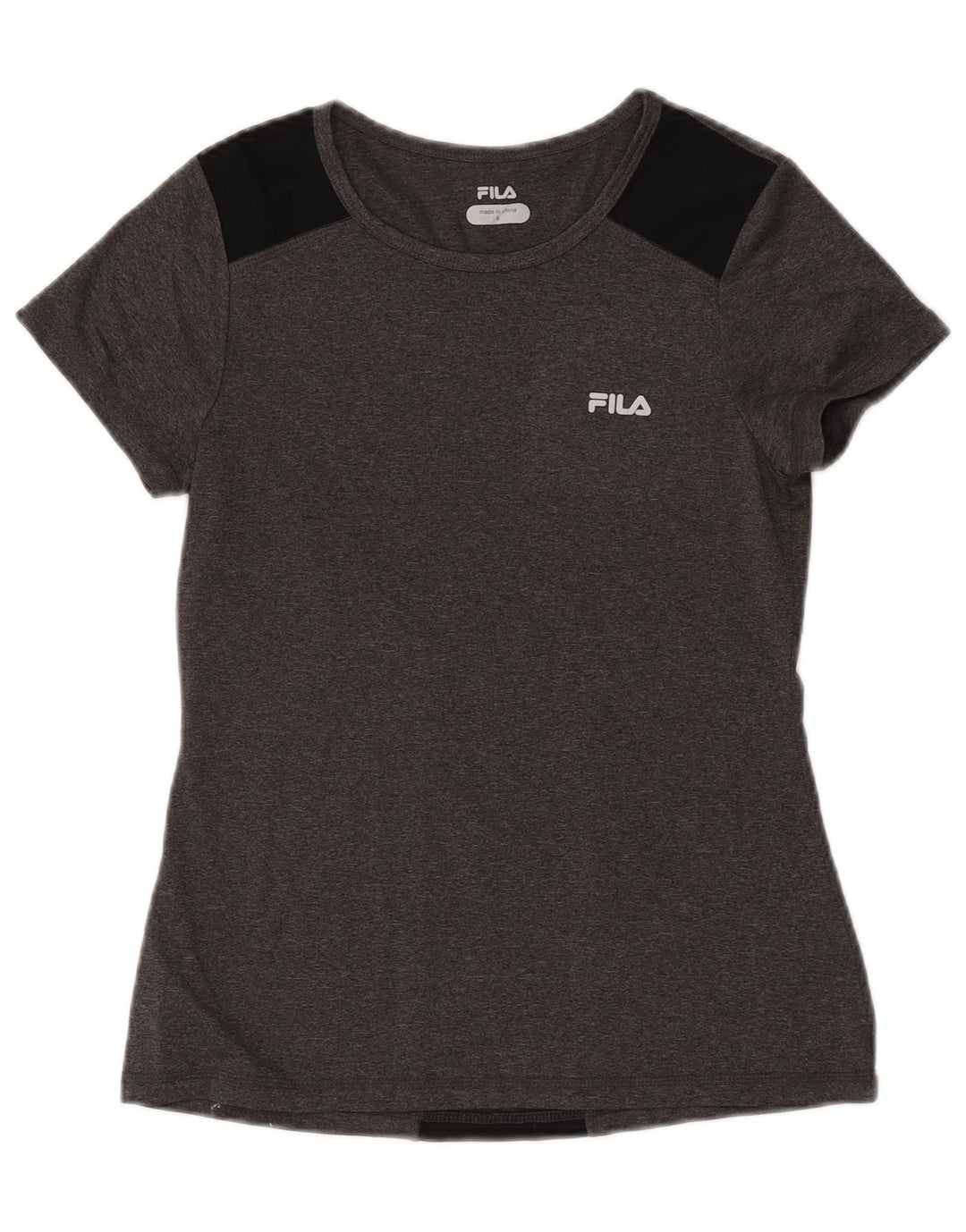 Fila Damen T-Shirt Top UK 8 Small Graues Colourblock-Polyester