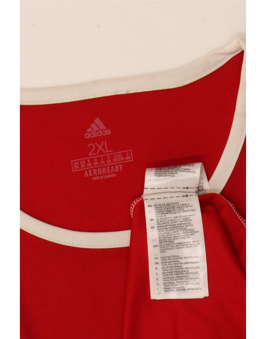 Adidas Herren Aeroready T-Shirt Top 2XL Rot Colourblock Polyester