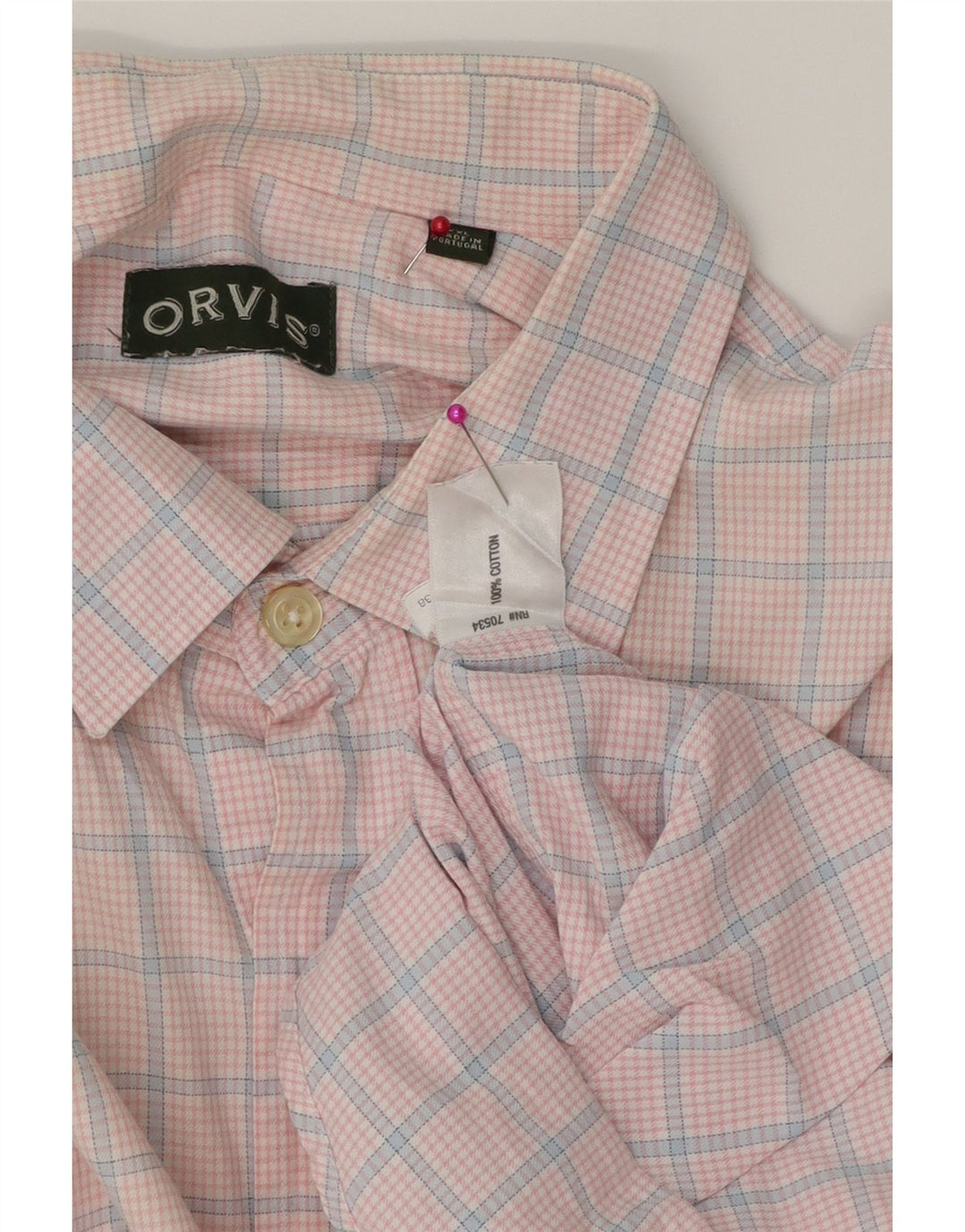 Orvis Herrenhemd 2XL rosa kariert Baumwolle
