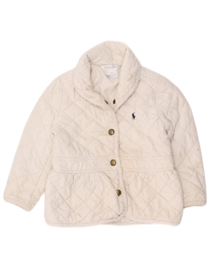 Ralph Lauren Baby-Mädchen-Steppjacke, 18–24 Monate, weißes Polyester