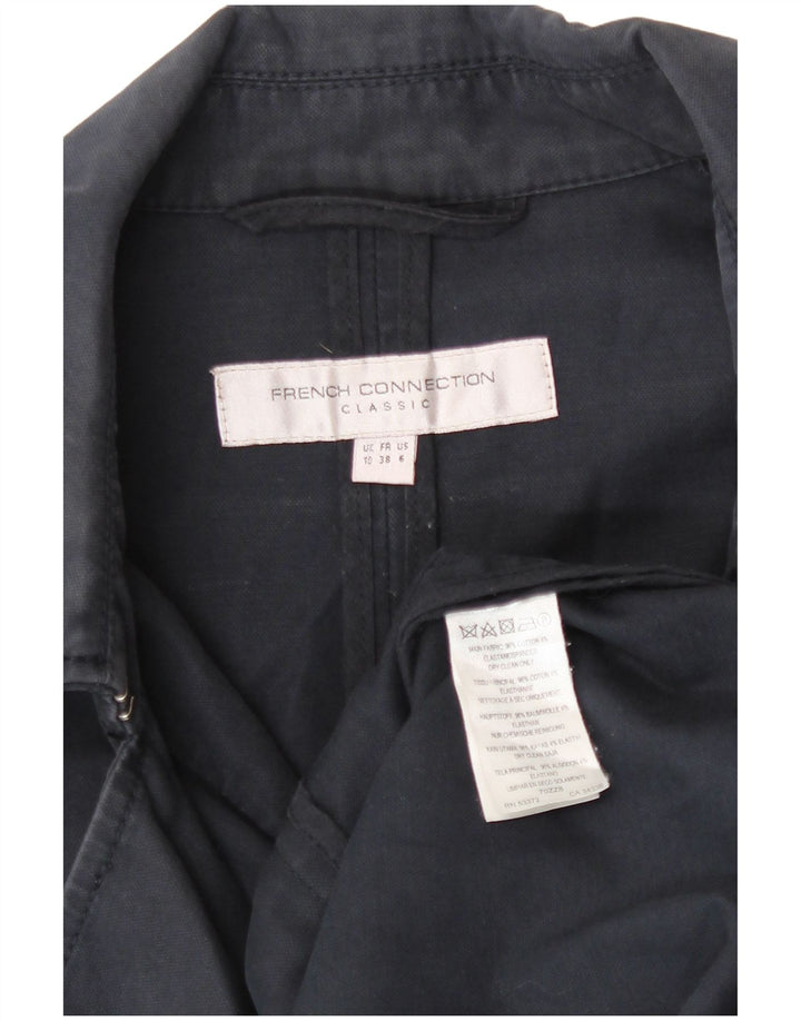 French Connection Damen Trenchcoat UK 10 Small Marineblaue Baumwolle