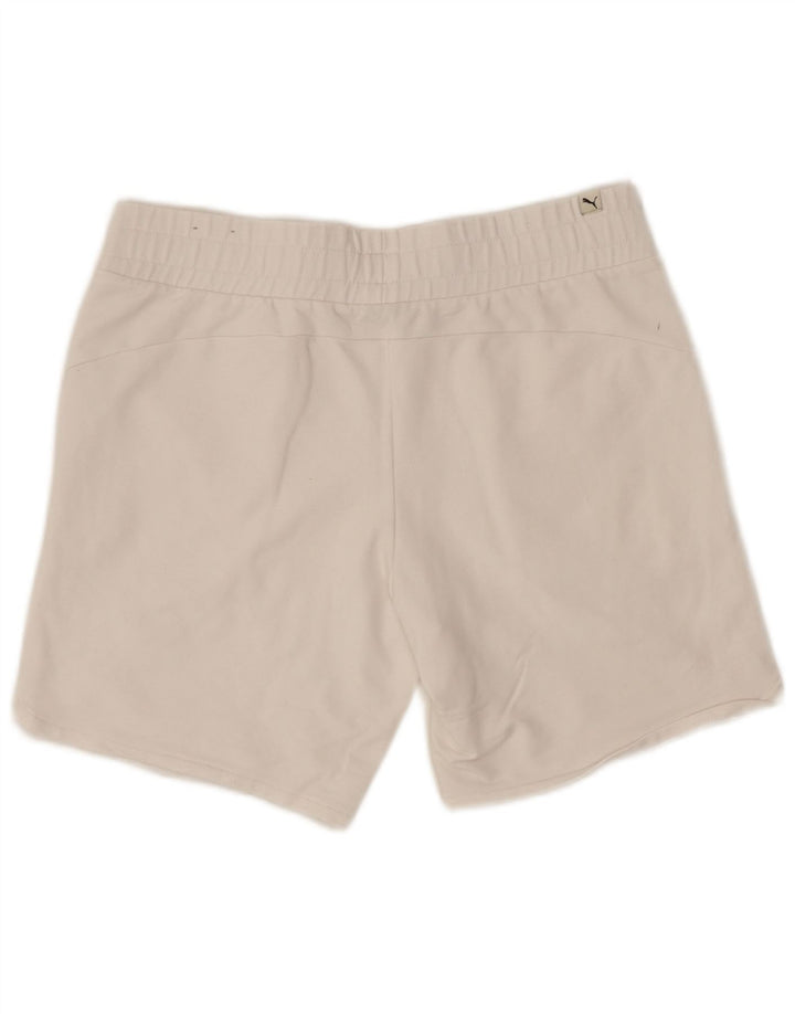 PUMA Damen Graphic Sport Shorts UK 14 Large Weiße Baumwolle