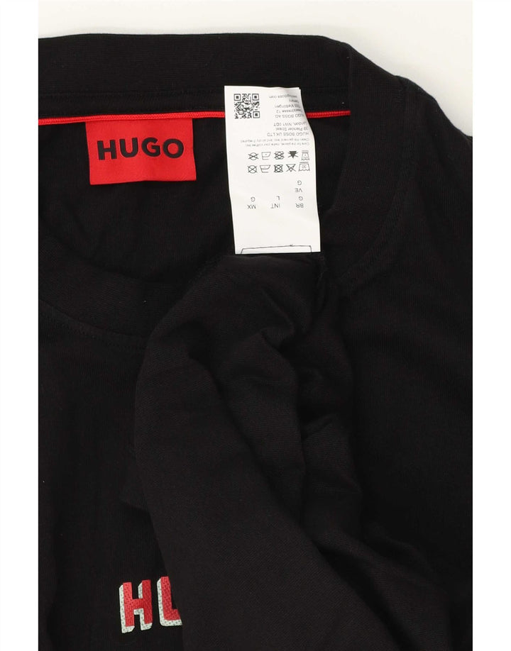 Hugo Boss Herren-T-Shirt mit Grafik, groß, aus schwarzer Baumwolle