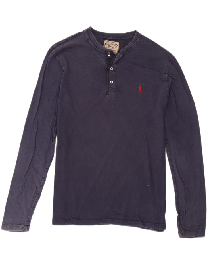 Polo Ralph Lauren Herren-Oberteil, langärmelig, mittelblau, Baumwolle