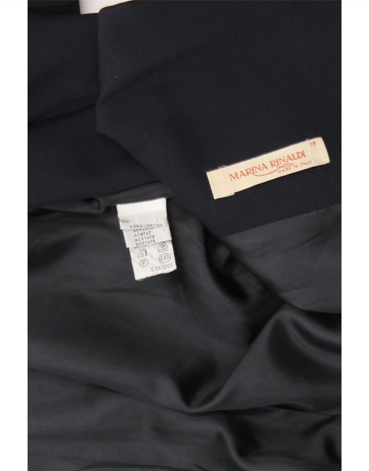 MARINA RINALDI Womens Longline Open Blazer Jacket Size 19 Small Navy Blue