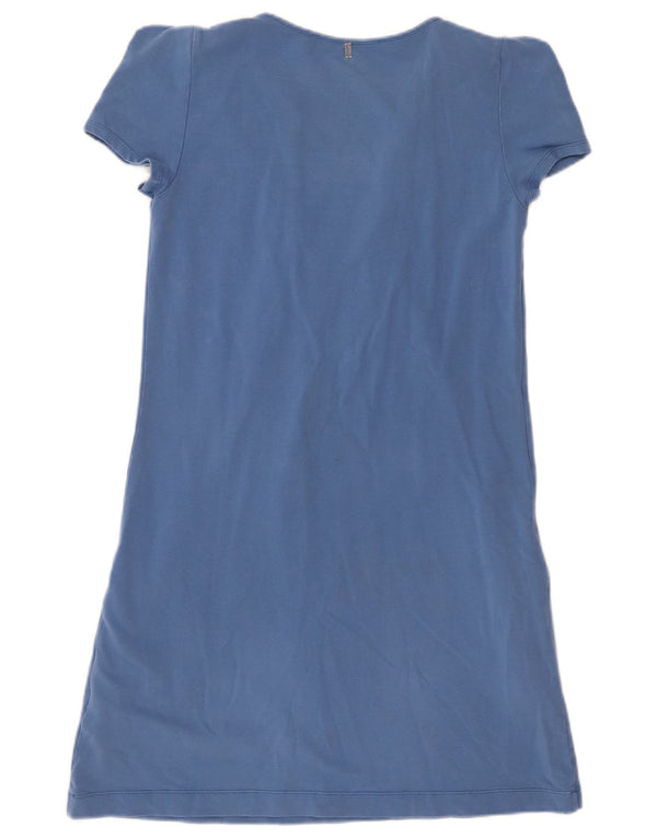 Sportmax Damen T-Shirt-Kleid UK 12 Mittelblaue Baumwolle