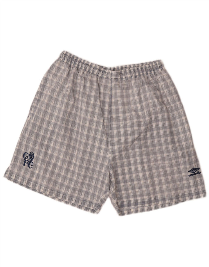 Umbro Herren-Sportshorts aus Nylon in mittlerem Marineblau mit Karomuster