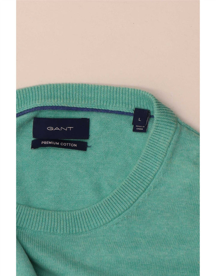 Gant Herren-Pullover mit U-Boot-Ausschnitt, groß, türkisfarbene Baumwolle