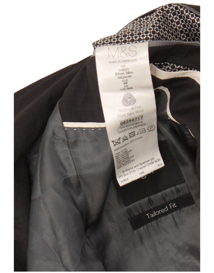 Marks & Spencer Herren-Blazer mit 2 Knöpfen, UK 38, mittelgraue Schurwolle