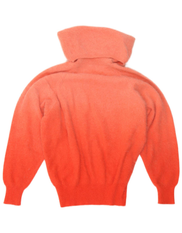 Vintage Damen Rollkragenpullover Pullover UK 6 XS Orange Farbblock