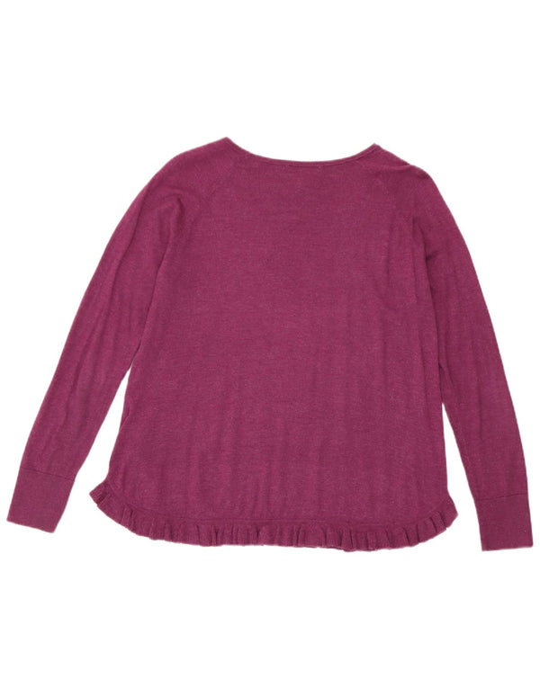 Massimo Dutti Mädchen-Pullover mit U-Boot-Ausschnitt, 13–14 Jahre, lila Baumwolle