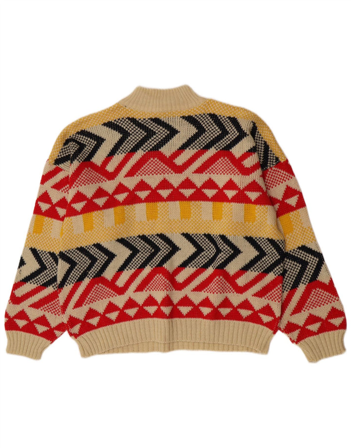 Vintage Damen Rollkragenpullover Pullover UK 16 Groß Mehrfarbig