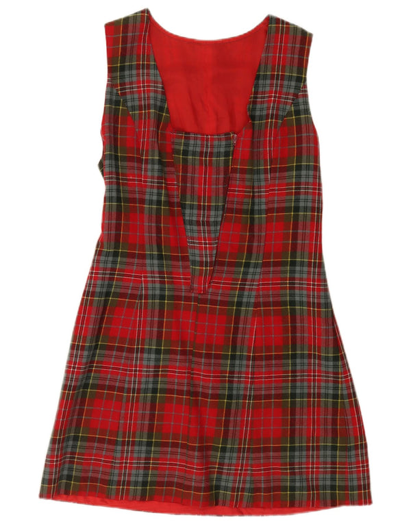 Vintage Damen Ärmelloses A-Linien-Kleid UK 12 Mittelrot kariert