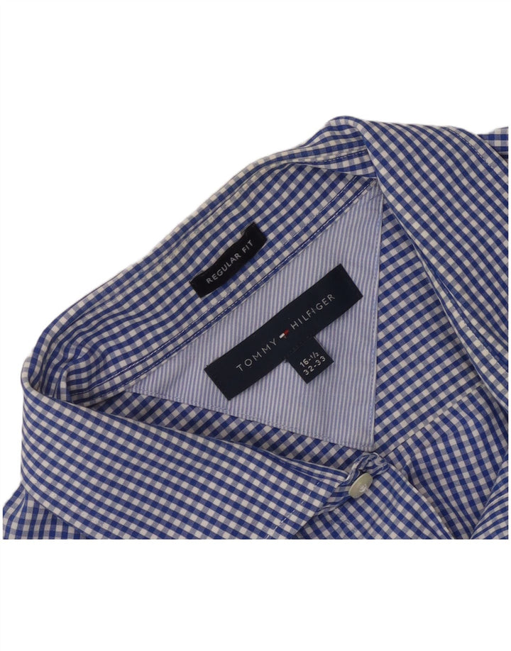 Tommy Hilfiger Herren-Hemd mit normaler Passform, Größe 16 1/2, großes blaues Gingham