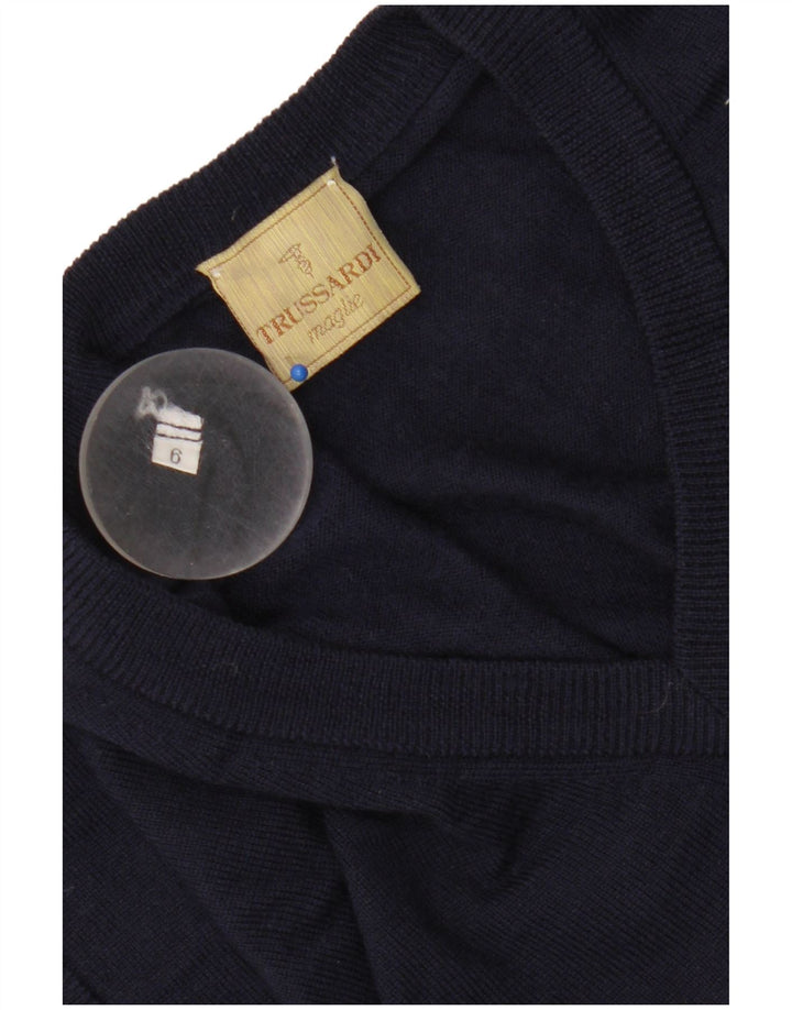 Trussardi Herren Weste Tank Top Large Marineblaue Merinowolle