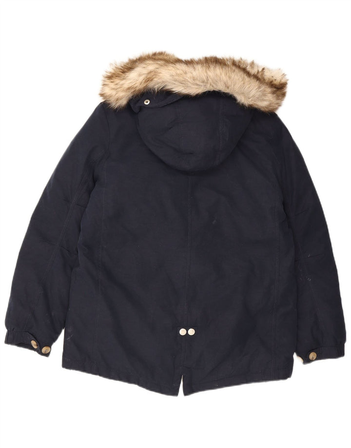 Massimo Dutti Mädchen-Parka mit Kapuze, 11–12 Jahre, Marineblau