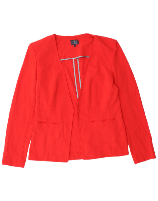Marks & Spencer Womens Open Blazer Jacke UK 10 Small Rot Polyester