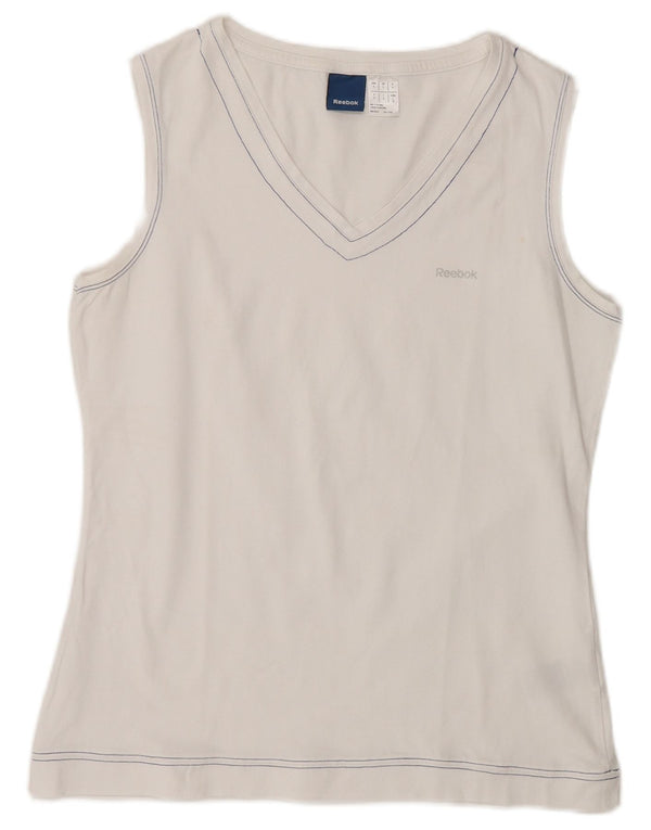 Reebok Damen Weste Top UK 14 Large Weiße Baumwolle