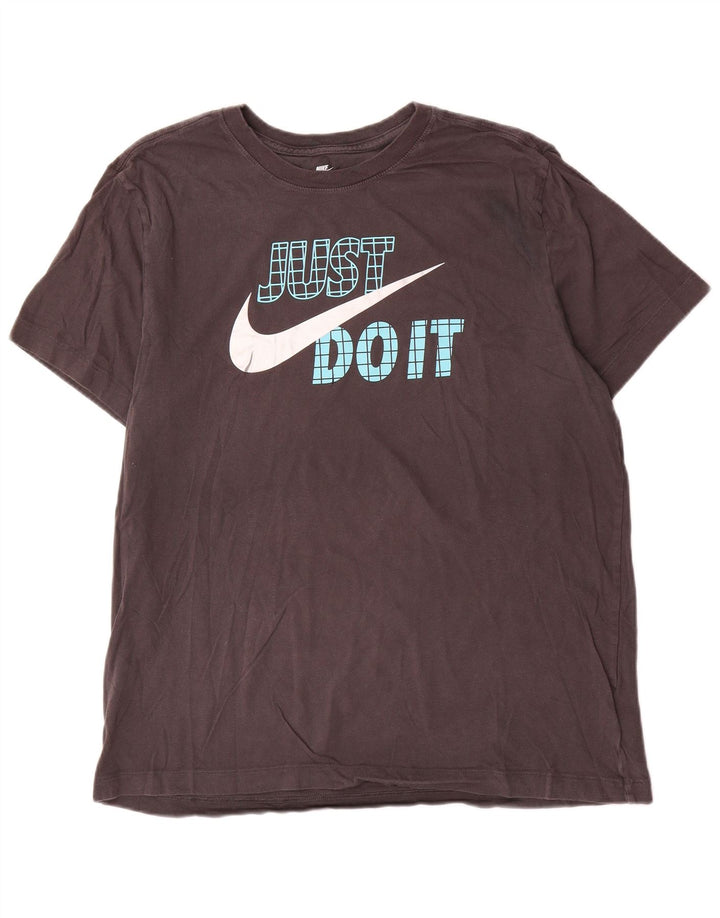 Nike Herren-T-Shirt mit Grafik, Größe L, aus grauer Baumwolle