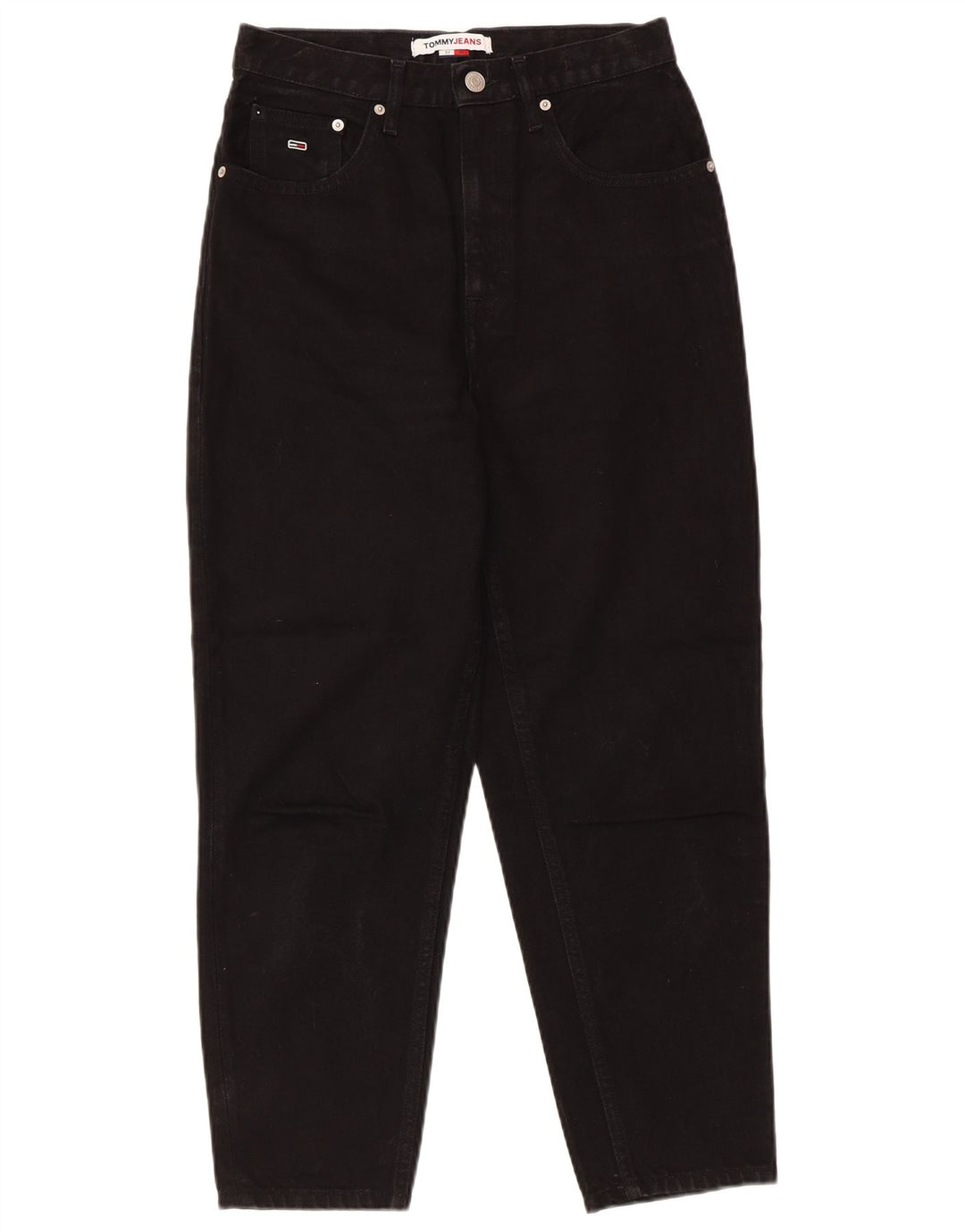 TOMMY HILFIGER Damen Tapered Jeans W27 L25 Schwarze Baumwolle