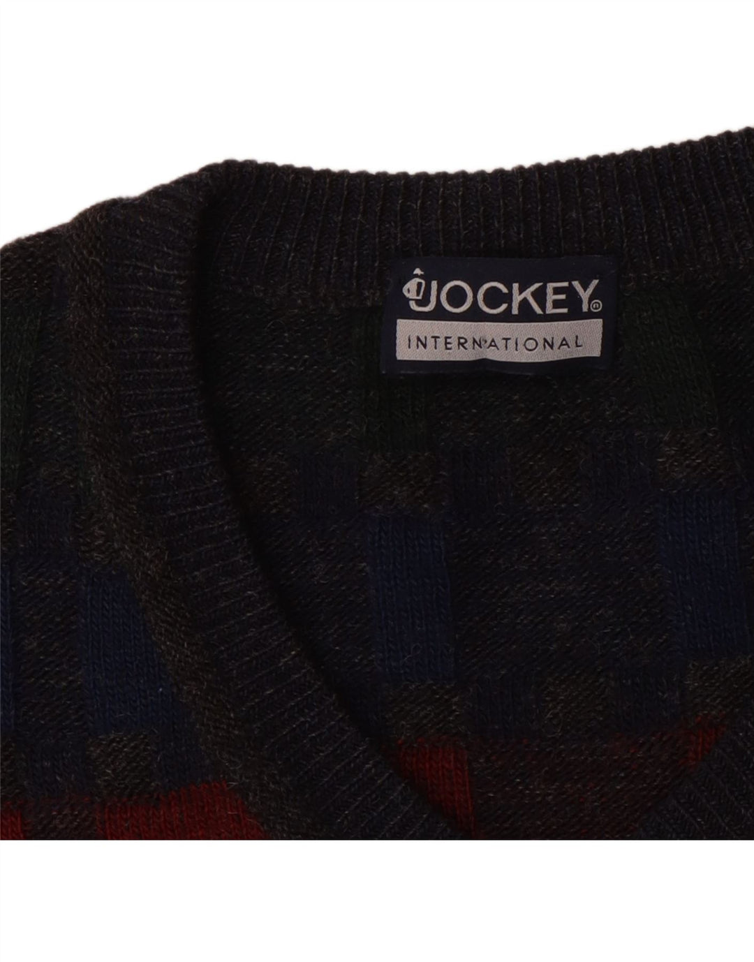 Jockey Herren-Pullover mit V-Ausschnitt, 2XL, grau kariert