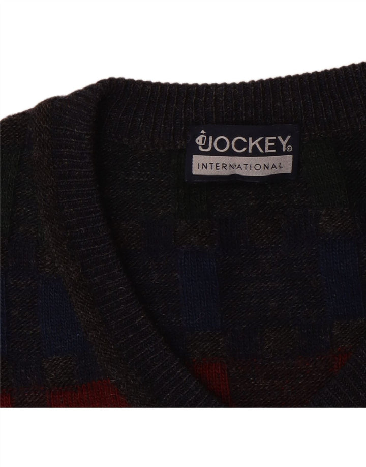 Jockey Herren-Pullover mit V-Ausschnitt, 2XL, grau kariert