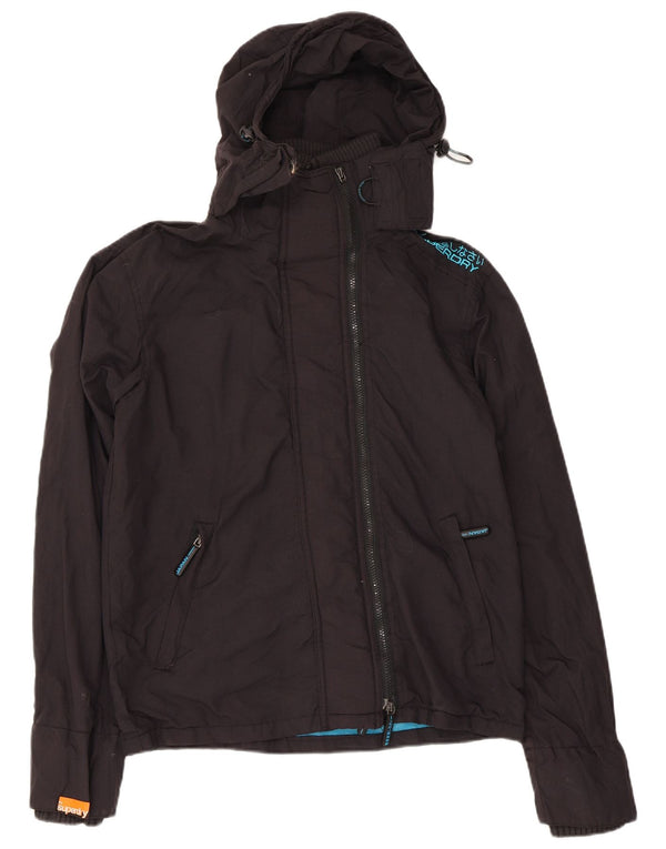 Superdry Herren-Regenjacke mit Kapuze, UK 36, Small, schwarzes Nylon