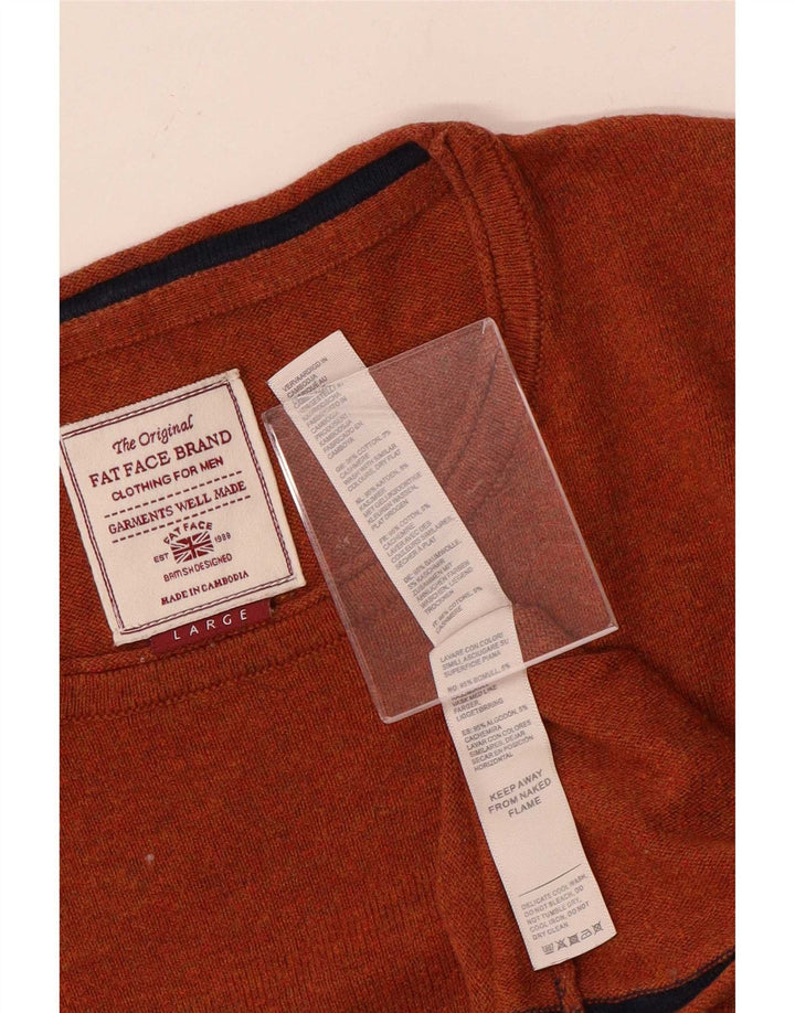Fat Face Herren-Pullover mit Rundhalsausschnitt, groß, braune Baumwolle