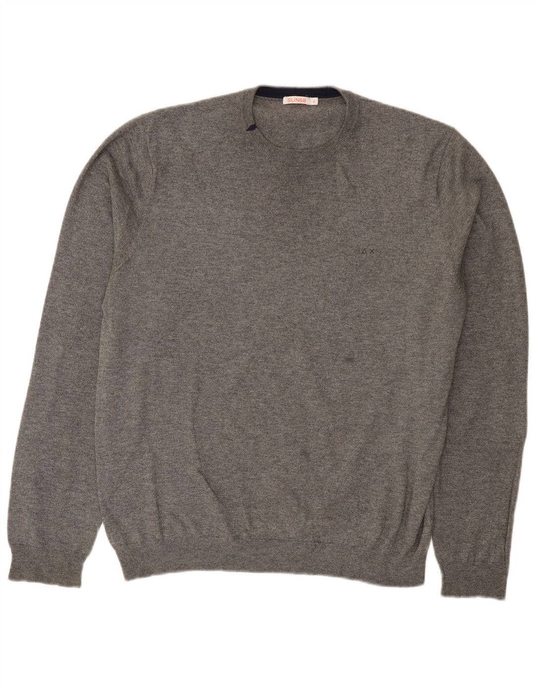 Sun68 Herren-Pullover mit Rundhalsausschnitt, reguläre Passform, XL, graue Wolle