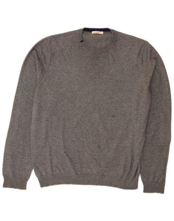 Sun68 Herren-Pullover mit Rundhalsausschnitt, reguläre Passform, XL, graue Wolle