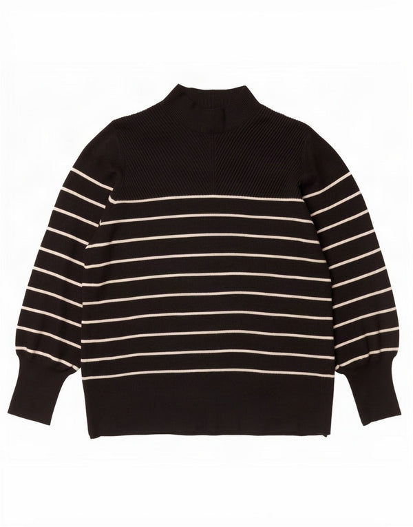 Marks & Spencer Damen-Pullover mit Rollkragen, Gr. 18, XL, Schwarz gestreift