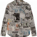 Desigual Womens Newspaper Graphic Shirt UK 14 Medium Mehrfarbige Baumwolle