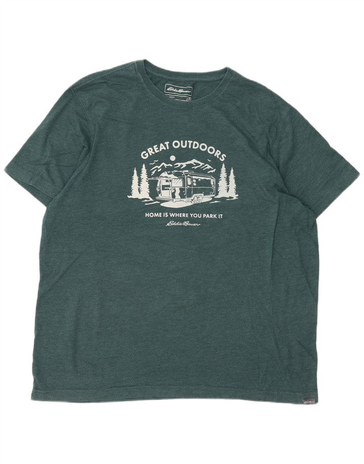 EDDIE BAUER Herren Grafik T-Shirt Top XL Grün Baumwolle