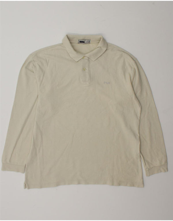 Fila Herren Langarm-Poloshirt IT 50 Medium Off White Baumwolle