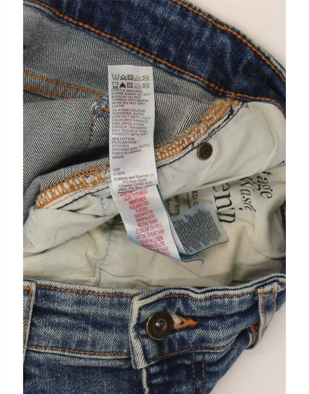 Marks & Spencer Herren Straight Jeans W36 L29 Blaue Baumwolle