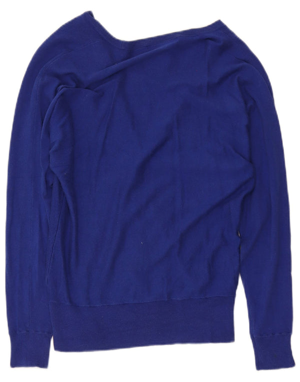 Ralph Lauren Damen-Cardigan-Pullover UK 12 Mittelblaue Seide