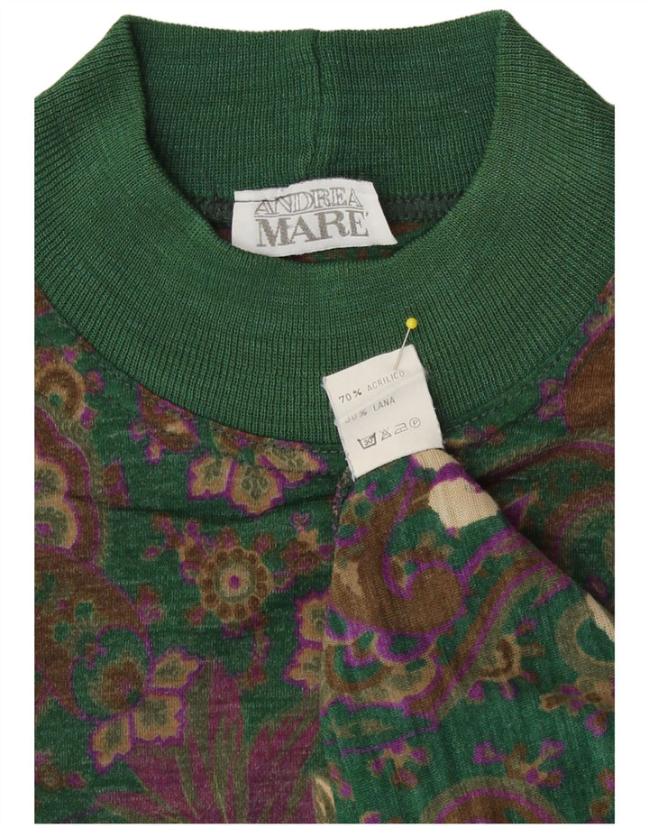 Rollkragenpullover für Damen von Andrea Mare, Gr. 14, mittelgrün, Paisleymuster