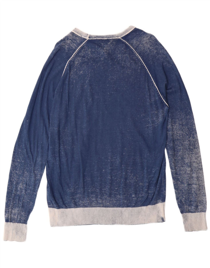 CALVIN KLEIN JEANS Herren-Pullover mit U-Boot-Ausschnitt, groß, blau, Batikfärbung