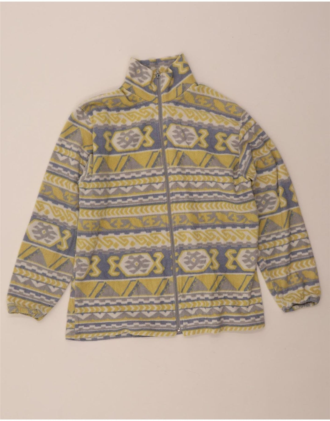 Vintage Damen Fleecejacke UK 20 2XL Gelb Geometrisch