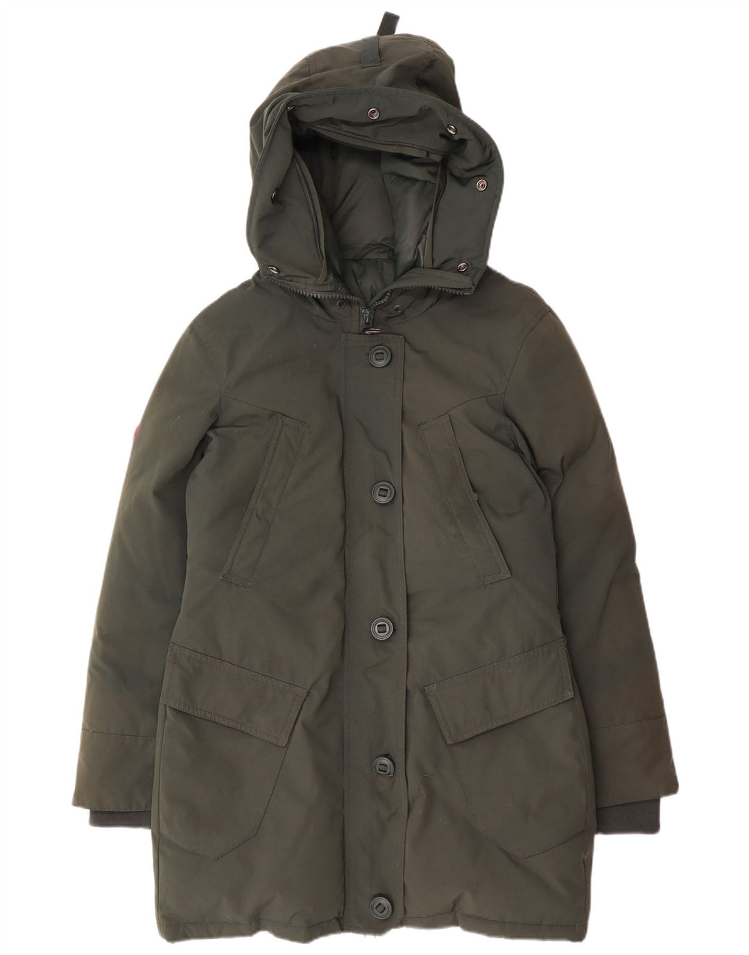 Superdry Wattierter Mantel mit Kapuze für Damen, UK 10, Größe S, grünes Nylon