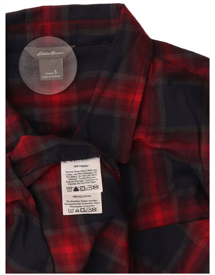EDDIE BAUER Damen Flanellhemd UK 10 Small Marineblau kariert Polyester